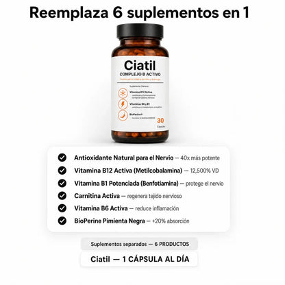 Ciatil — Fórmula 6 en 1 de apoyo para el nervio ciático y la zona lumbar